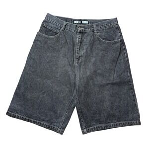 Southpole Mens Charcoal Washed Denim Baggy Shorts Size 40 Vintage Streetwear